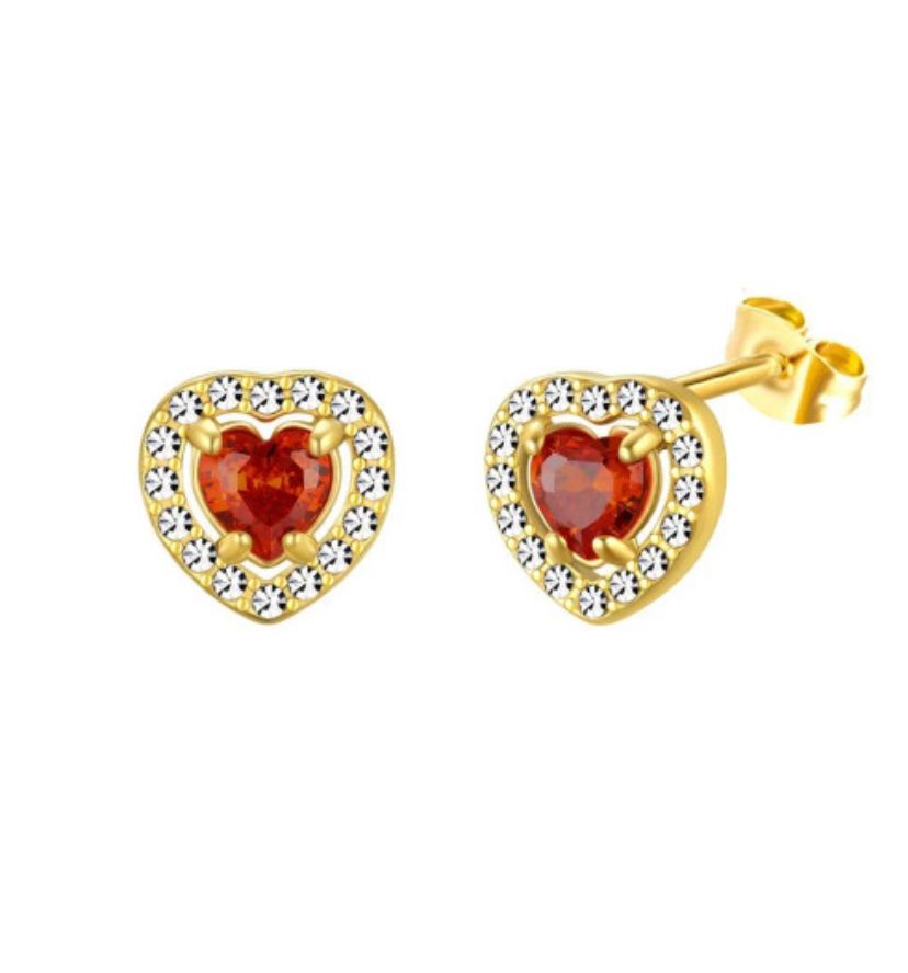 Stainless Steel Luxe In Love Earrings - Red (gold)