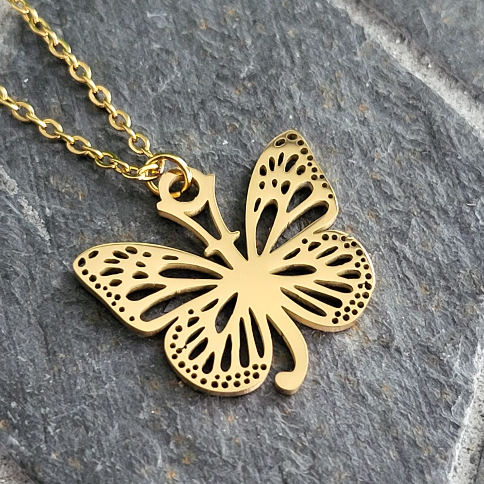 Necklace Initials Butterfly- J