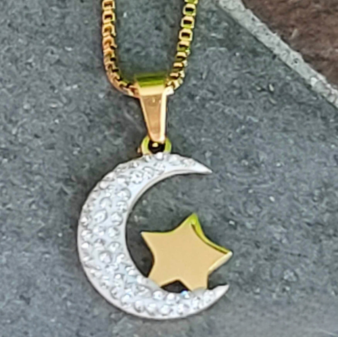 Luxe Necklace - Pave Crescent Moon (Gold)