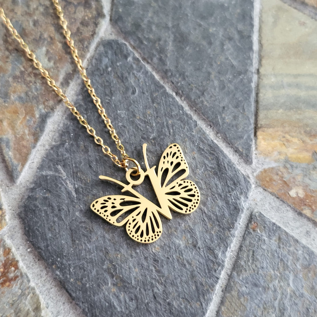 Necklace Initials Butterfly- V