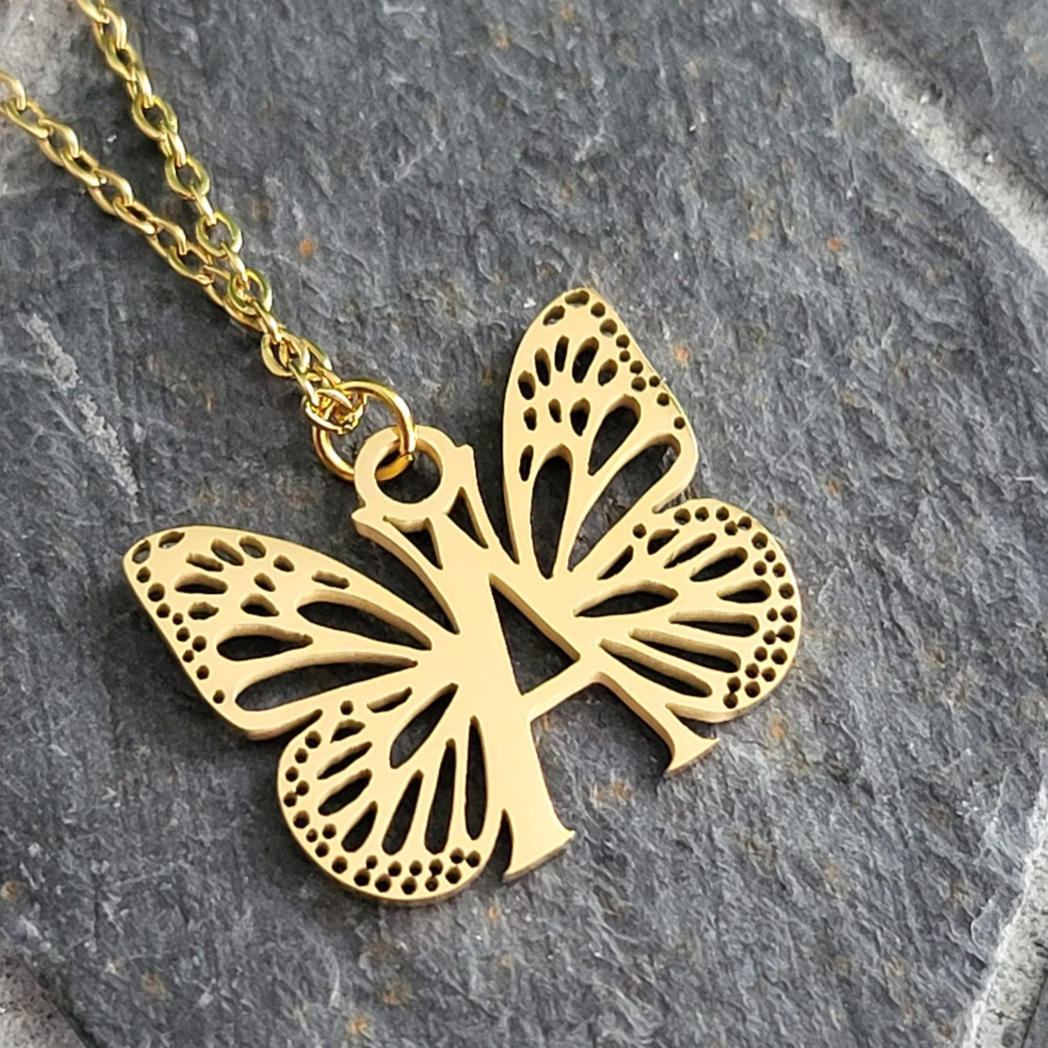 Necklace Initials Butterfly- A