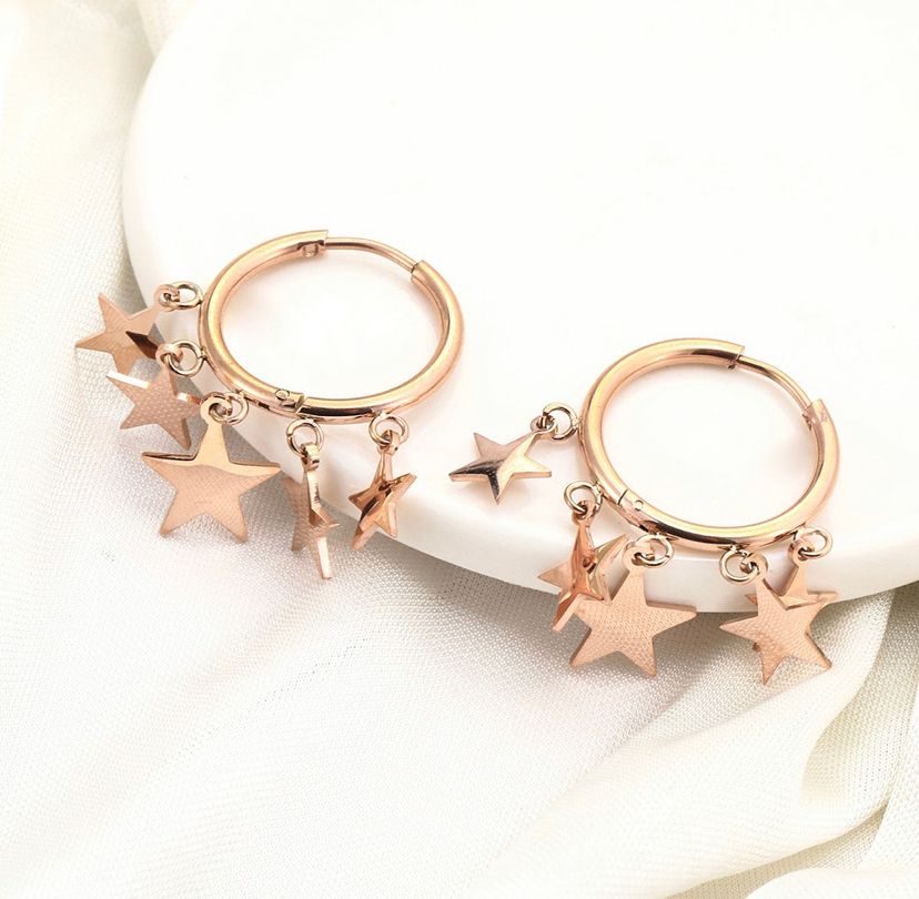 Stainless Steel Earrings - Dancing Stars (Rose Gold)