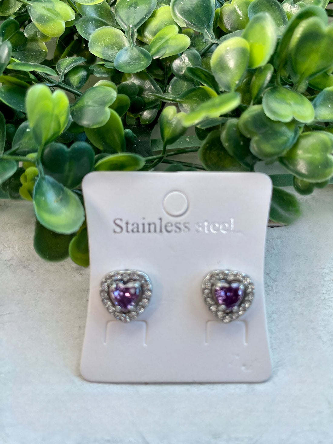 Stainless Steel Luxe In Love Earrings - Violet (silver)