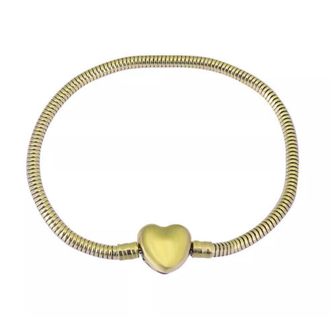 HEART BRACELET GOLD ( pulsera para charms)