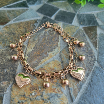 LUXE SS DANGLE BRACELET/ANKLET - MINI BLESSED LOVE (ROSE GOLD)