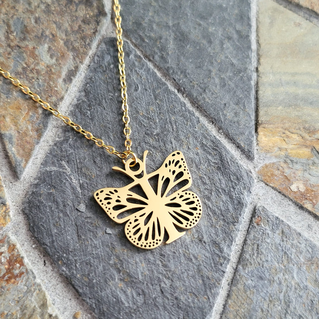 Necklace Initials Butterfly- T