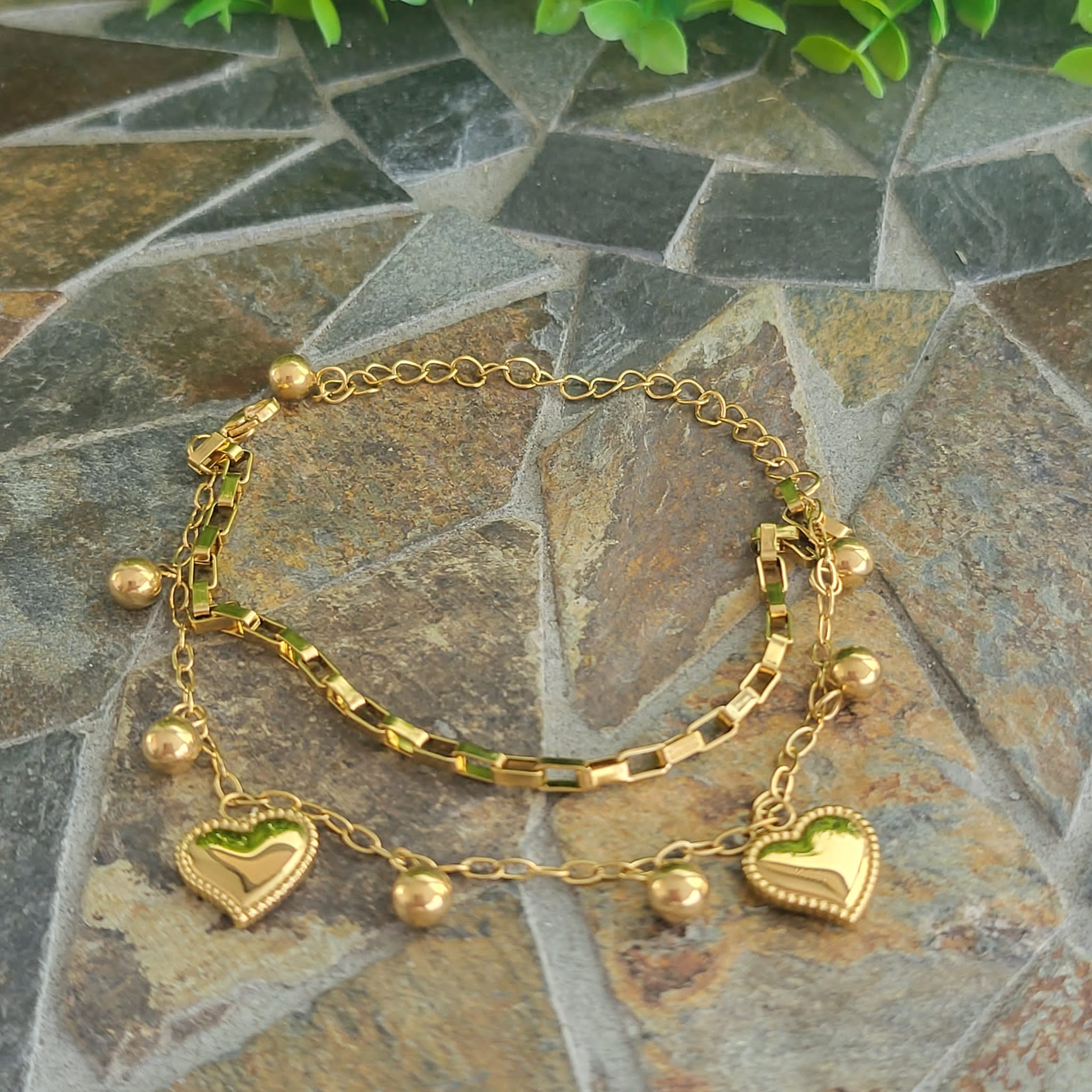 LUXE SS DANGLE BRACELET/ANKLET - MINI BLESSED LOVE (GOLD)