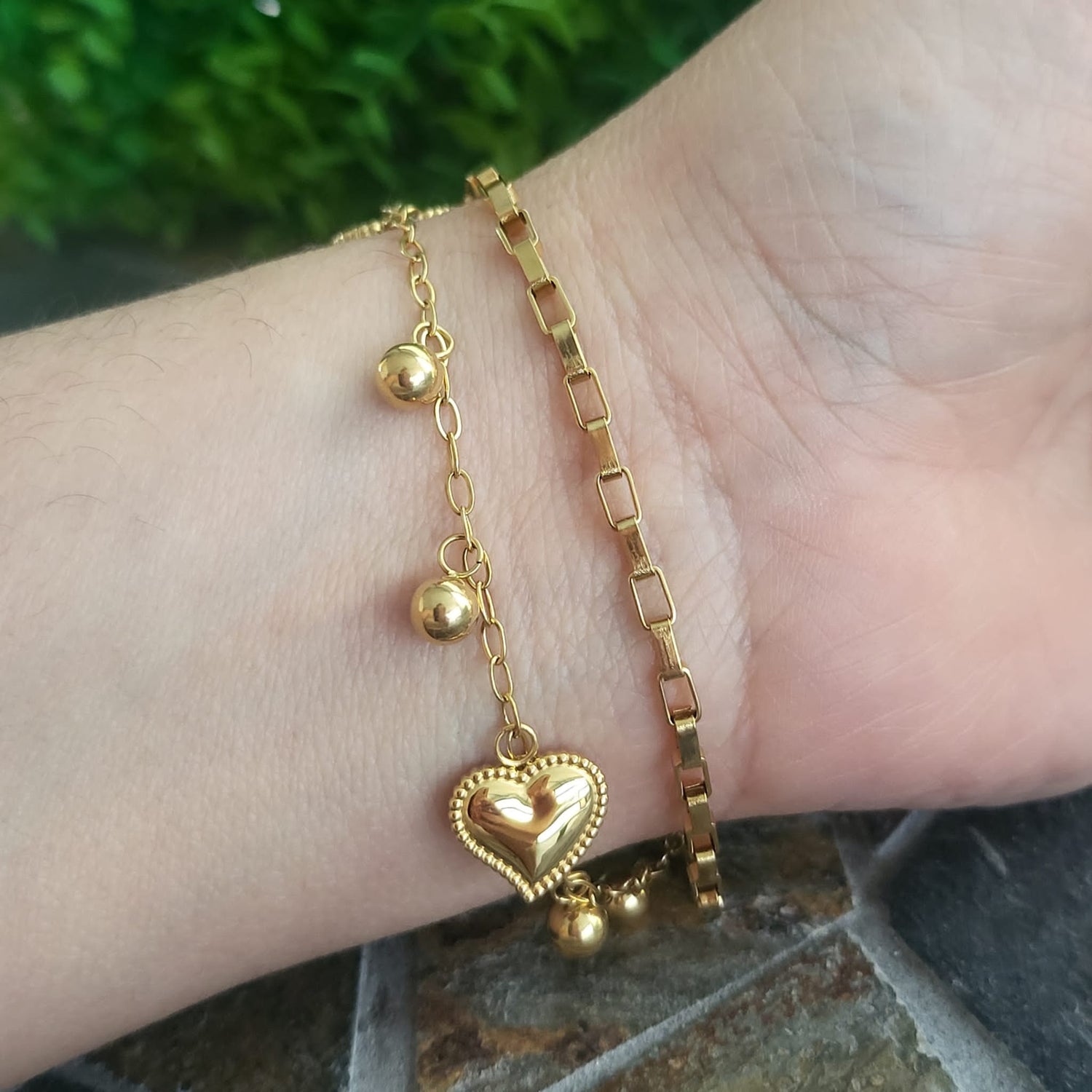 LUXE SS DANGLE BRACELET/ANKLET - MINI BLESSED LOVE (GOLD)