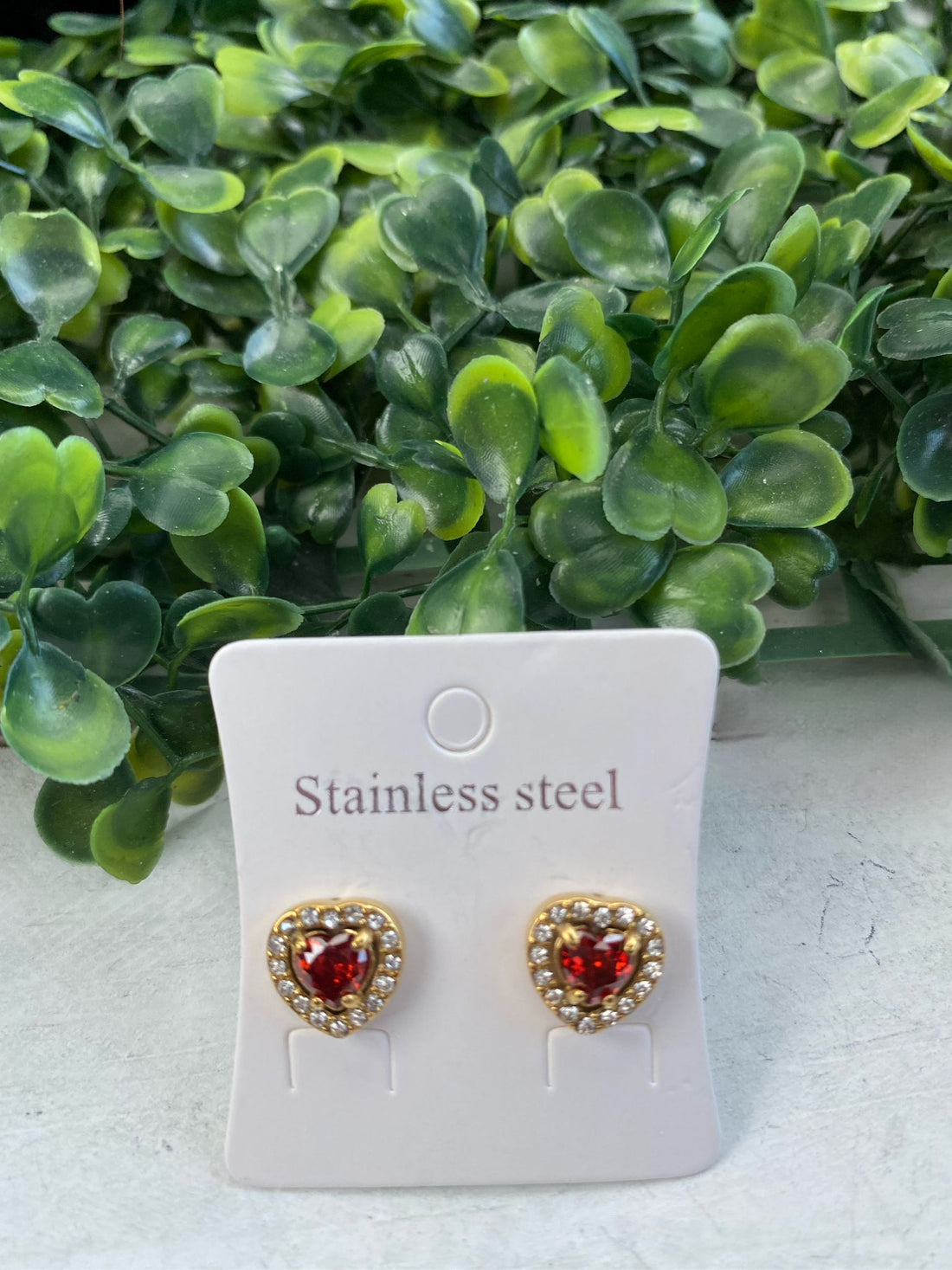 Stainless Steel Luxe In Love Earrings - Red (gold)