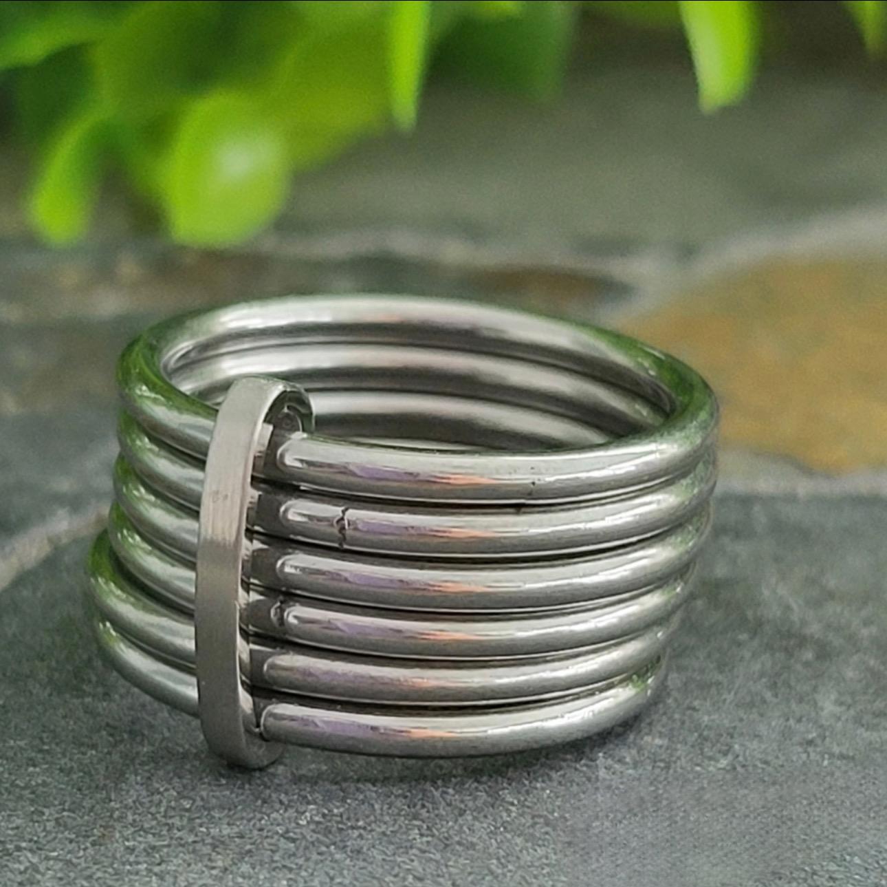 Stainless Steel (316 L) - Six Circle Silver Ring