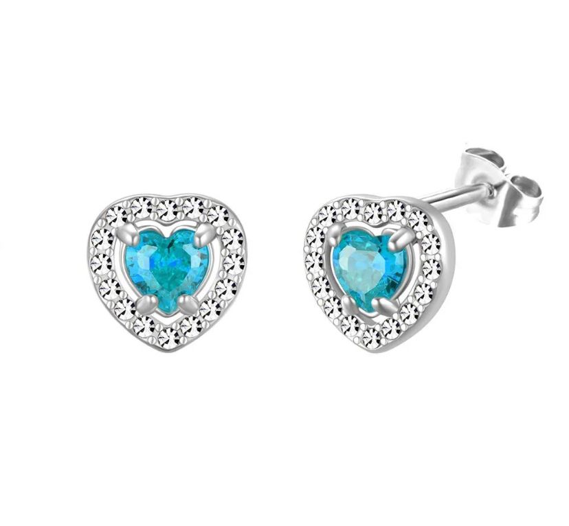 Stainless Steel Luxe In Love Earrings - Light Blue