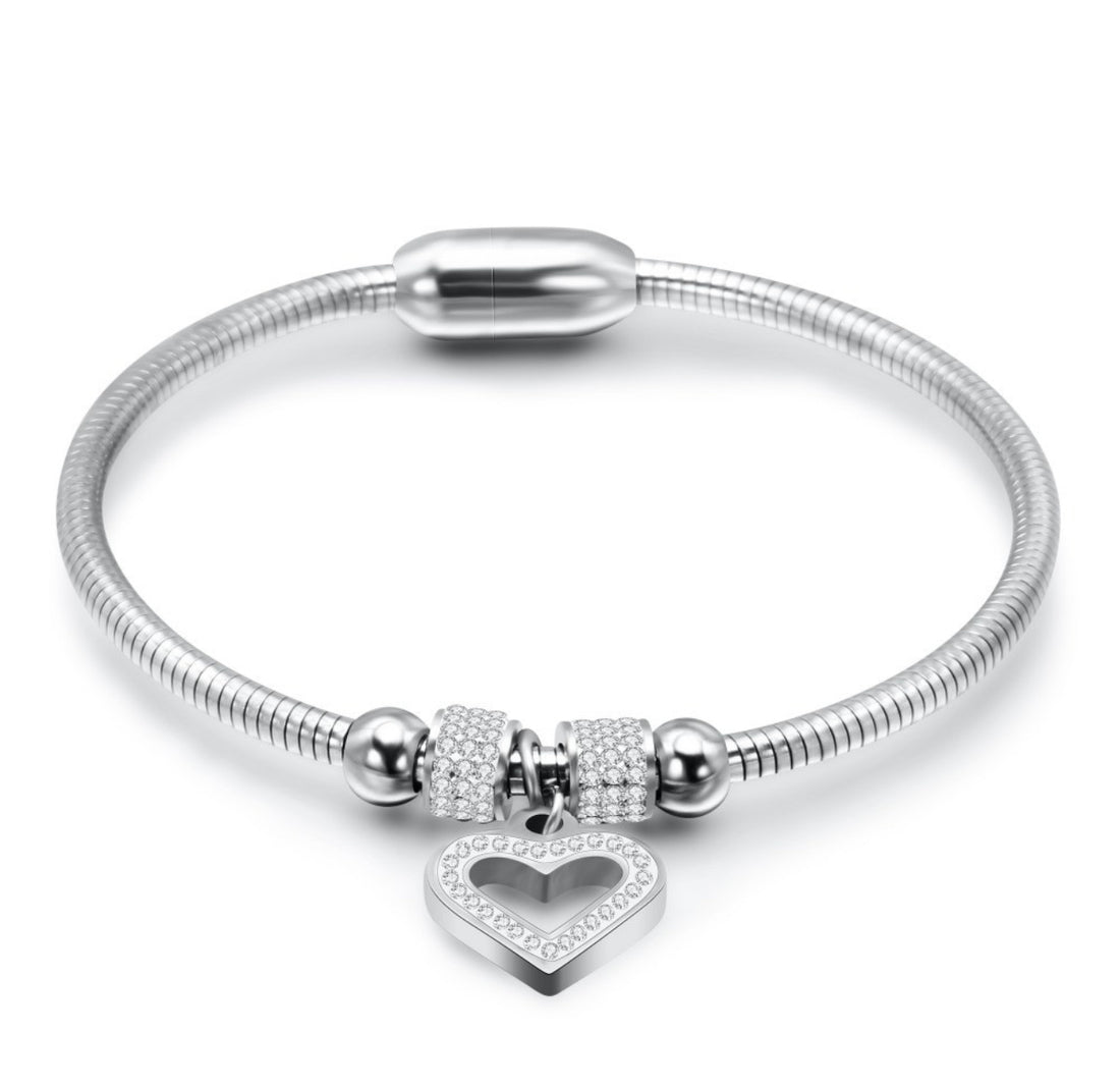 Luxe Staineless Steel Bangle - Sweet Love (Silver)