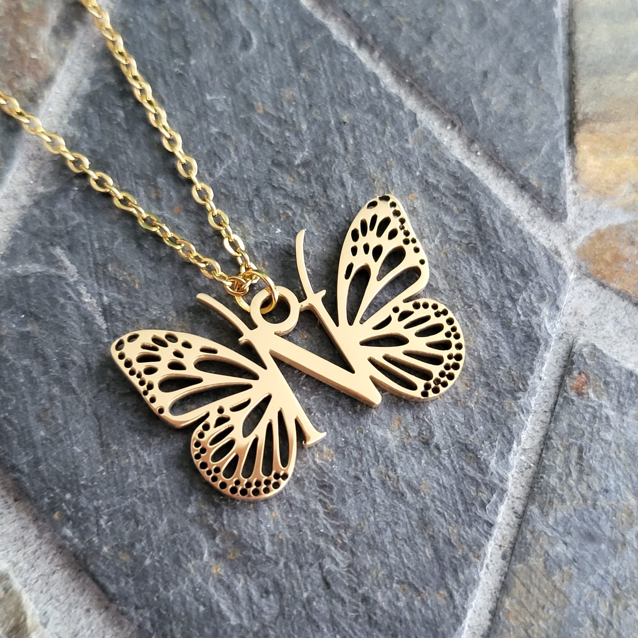 Necklace Initials Butterfly- N