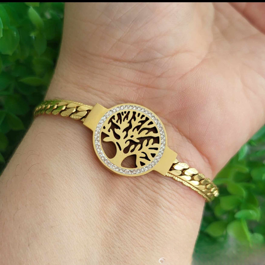 LUXE SS BRACELET - TREE OF LIFE CRYSTALS (GOLD)