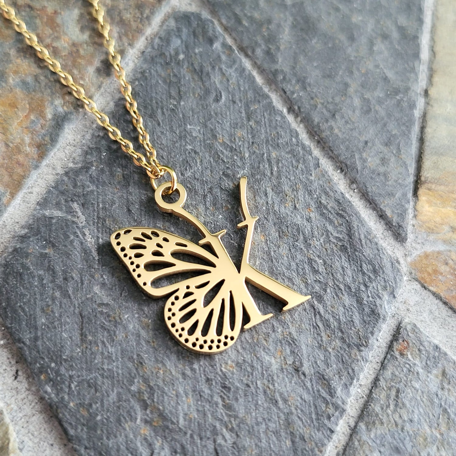 Necklace Initials Butterfly- K