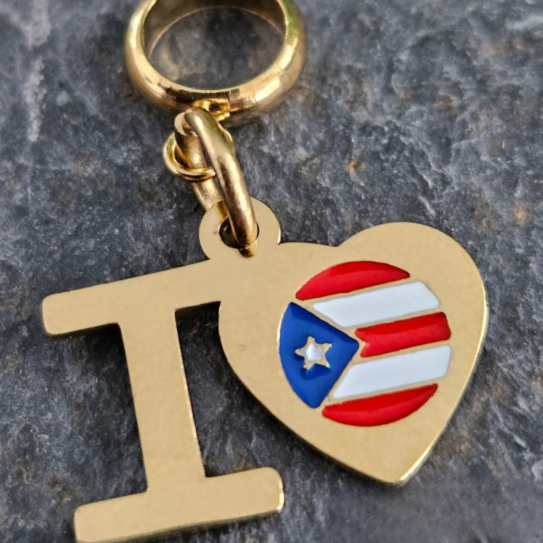 I Love Puerto Rico Charm 🇵🇷 - Gold