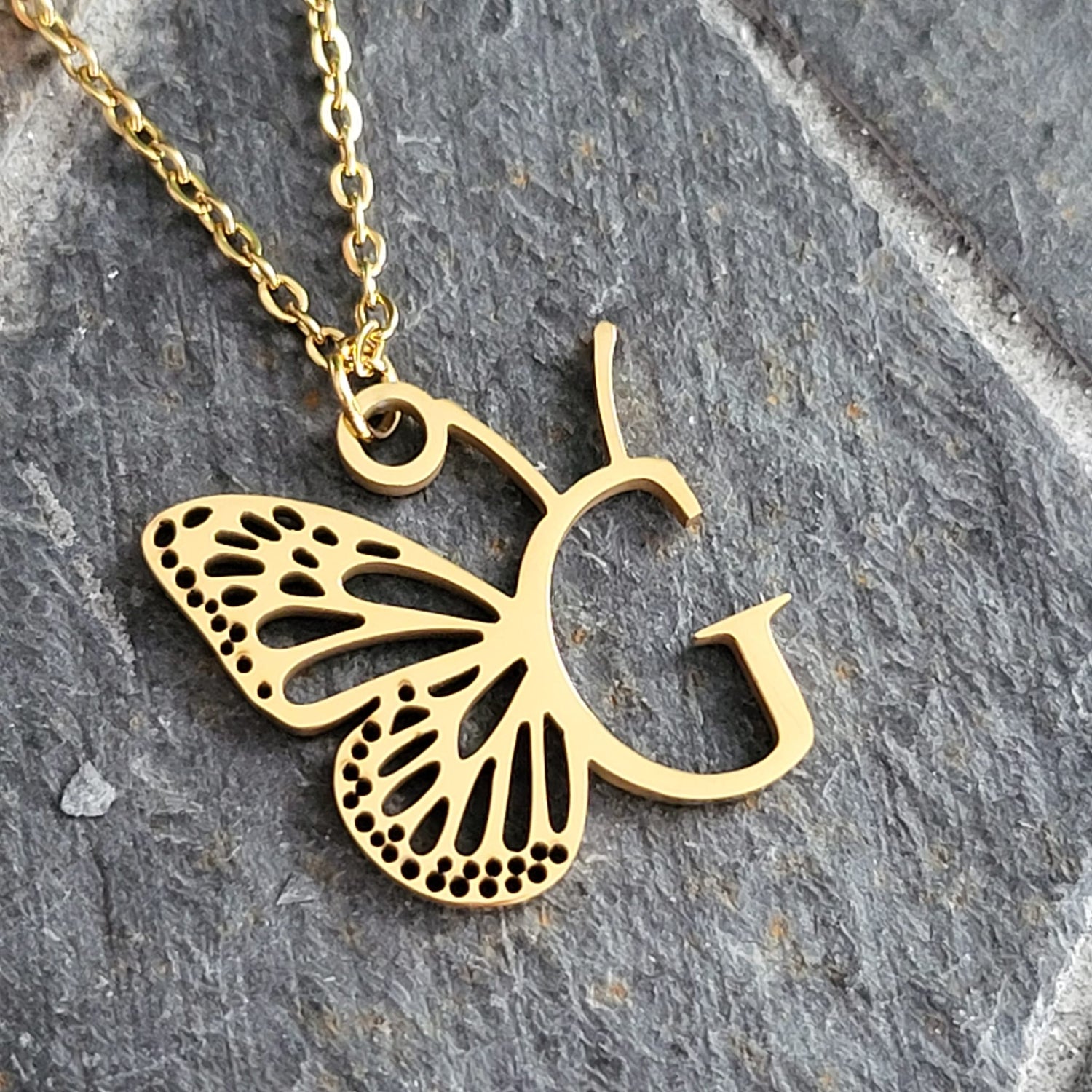 Necklace Initials Butterfly- G