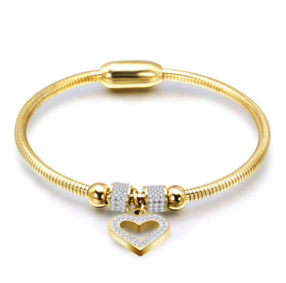 Luxe Staineless Steel Bangle - Sweet Love (Gold)