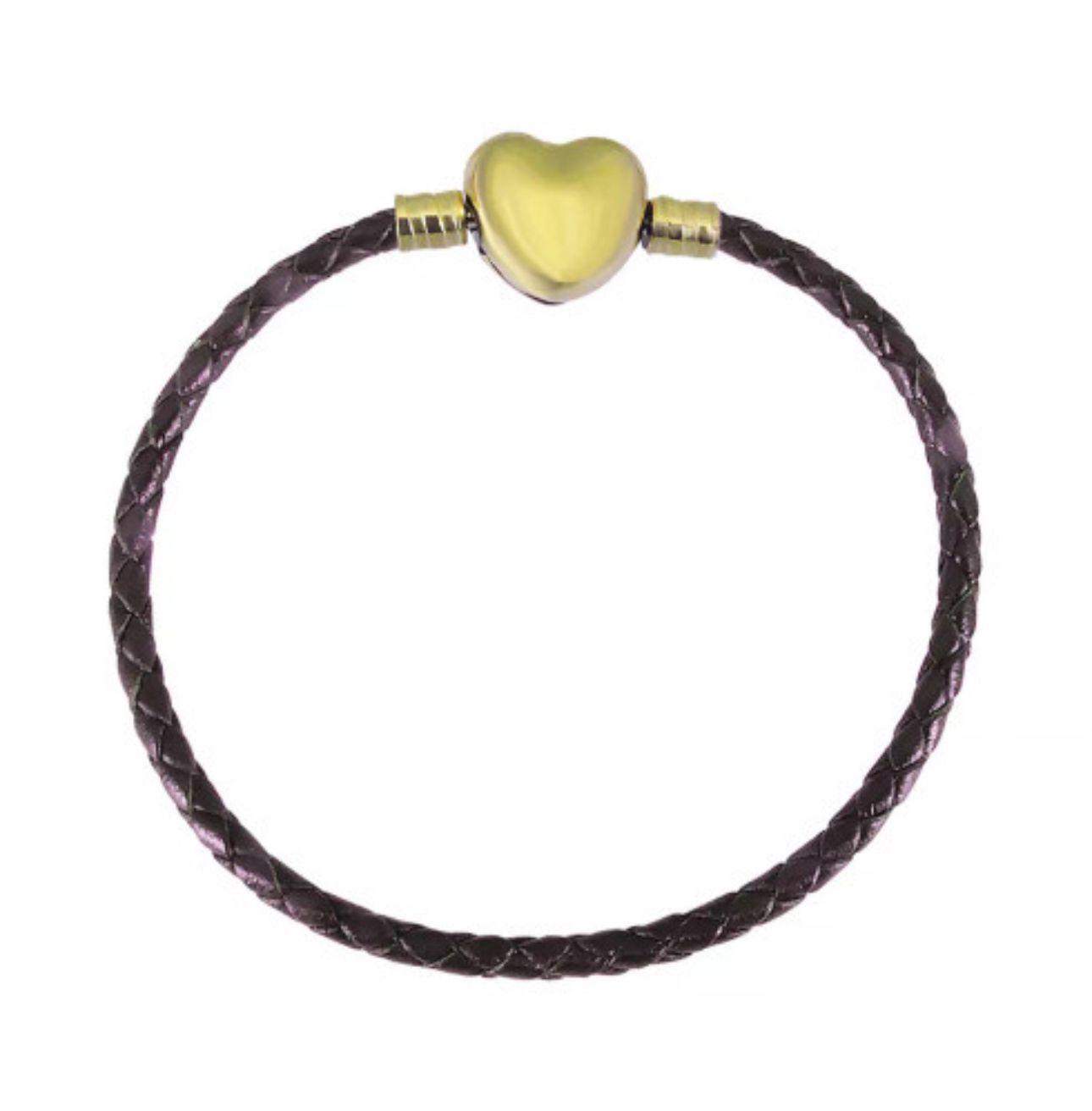 Charms HEART BRACELET LEATHER (Brown) GOLD