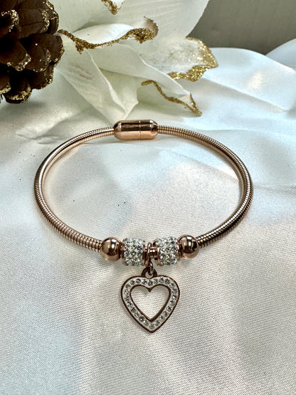 Luxe Staineless Steel Bangle - Sweet Love (Rose Gold)
