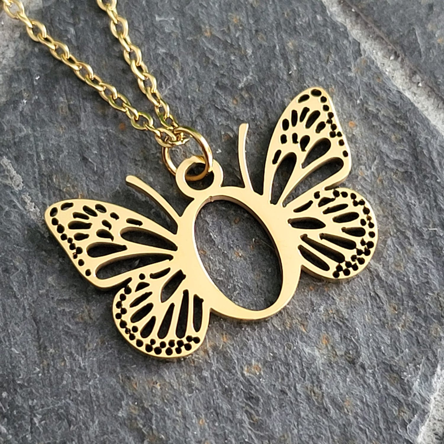 Necklace Initials Butterfly- O