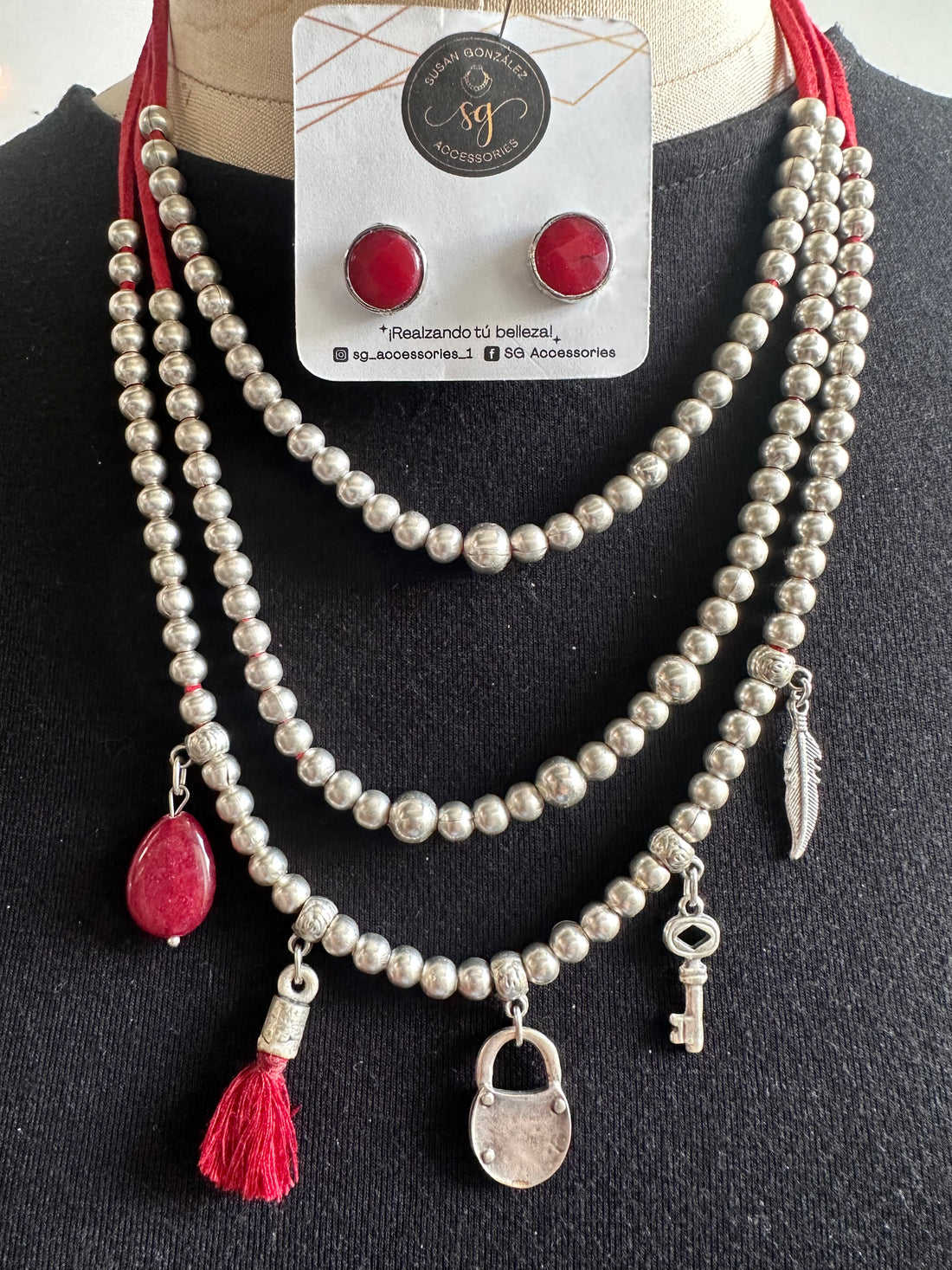 Turkish Layers Necklace Set - Macera Red