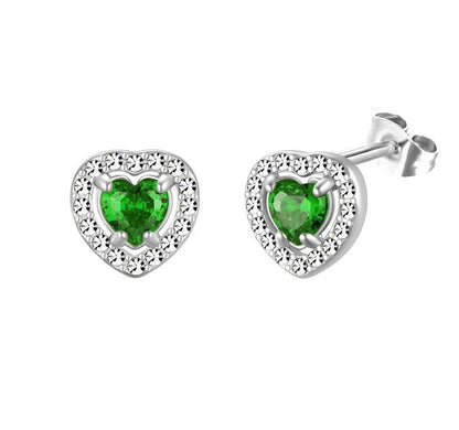 Stainless Steel Luxe In Love Earrings - Green (silver)