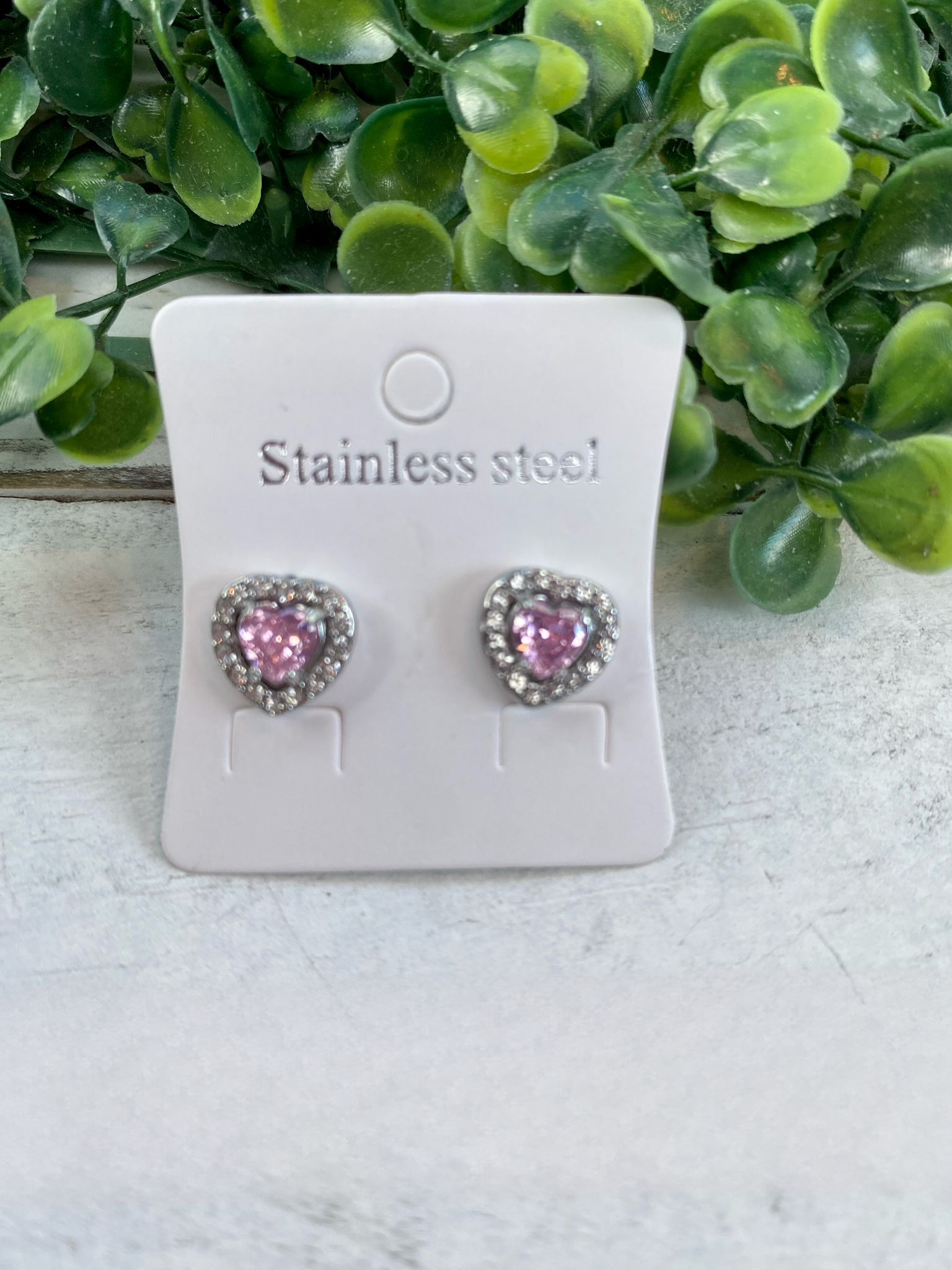 Stainless Steel Luxe In Love Earrings - Pink (silver