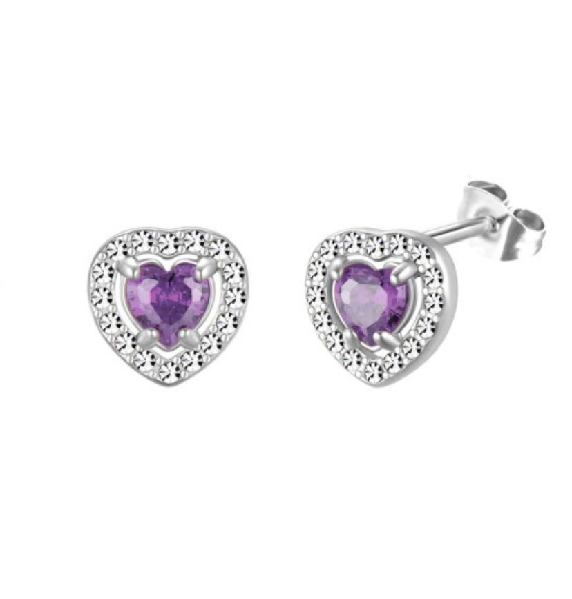 Stainless Steel Luxe In Love Earrings - Violet (silver)