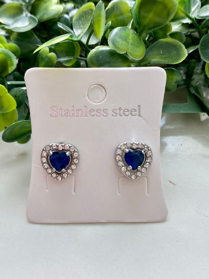 Stainless Steel Luxe In Love Earrings - Blue (silver)