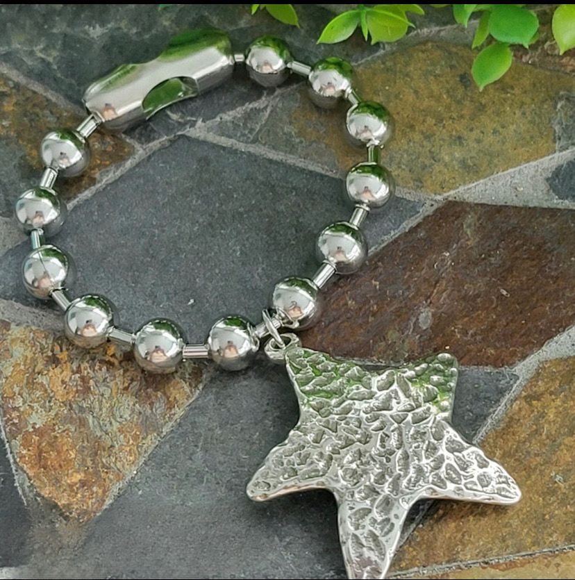 Stainless Steel Bracelet Set - Zamak Starfish (Silver)