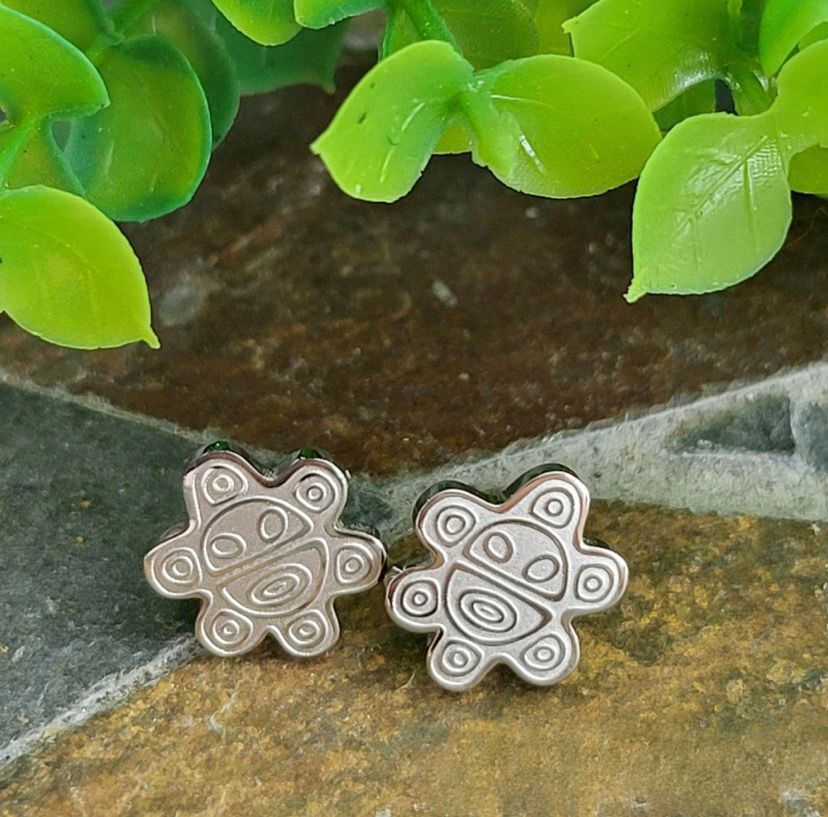 Stainless Steel Earrings- Beautiful Taino Sun PR (Silver)