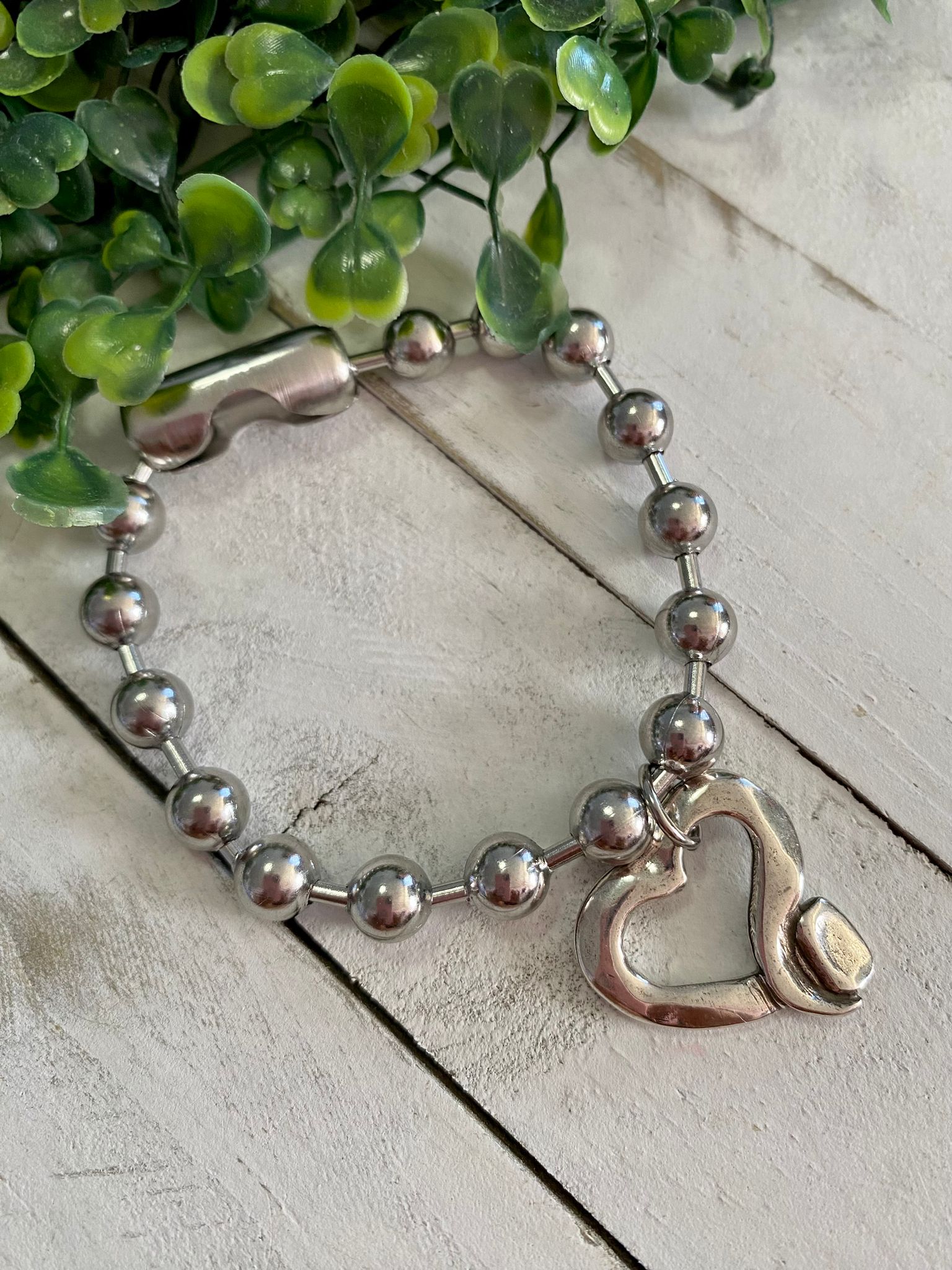 Stainless Steel Bracelet Set - Zamak Screw Heart (silver)