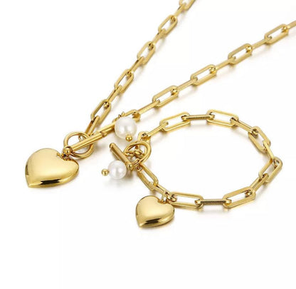 Stainless Steel Necklace Set- Feelings (Gold)